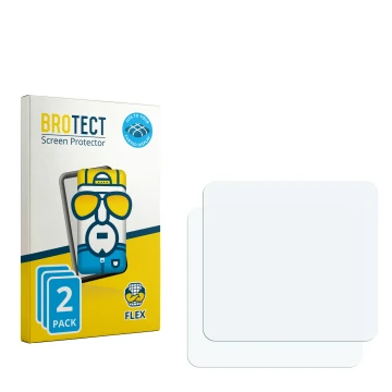 Parte frontal de un envase de producto con el logotipo de la marca BROTECT. Al lado está el protector de pantalla correspondie