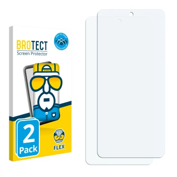 Parte frontal de un envase de producto con el logotipo de la marca BROTECT. Al lado está el protector de pantalla correspondie