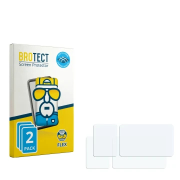 Parte frontal de un envase de producto con el logotipo de la marca BROTECT. Al lado está el protector de pantalla correspondie