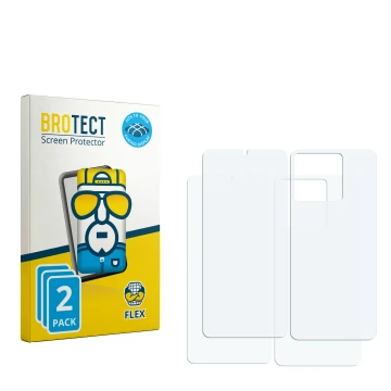Parte frontal de un envase de producto con el logotipo de la marca BROTECT. Al lado está el protector de pantalla correspondie