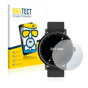 Parte frontal de un envase de producto con el logotipo de la marca BROTECT. Al lado se muestra el dispositivo Relojes (Circula