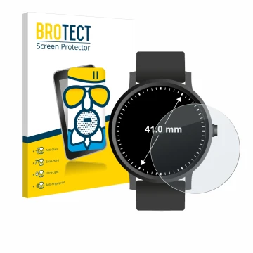 Parte frontal de un envase de producto con el logotipo de la marca BROTECT. Al lado se muestra el dispositivo Relojes (Circula