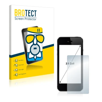 Parte frontal de un envase de producto con el logotipo de la marca BROTECT. Al lado se muestra el dispositivo con su protector