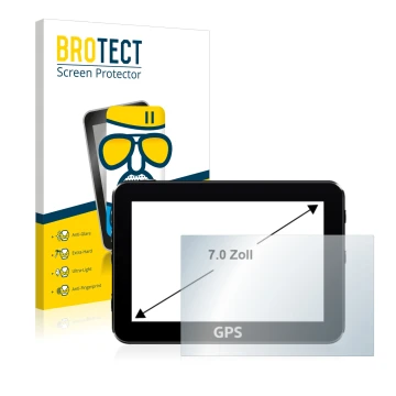 Parte frontal de un envase de producto con el logotipo de la marca BROTECT. Al lado se muestra el dispositivo con su protector