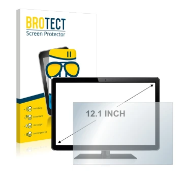 Parte frontal de un envase de producto con el logotipo de la marca BROTECT. Al lado se muestra el dispositivo con su protector