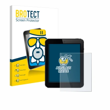 Parte frontal de un envase de producto con el logotipo de la marca BROTECT. Al lado se muestra el dispositivo con su protector