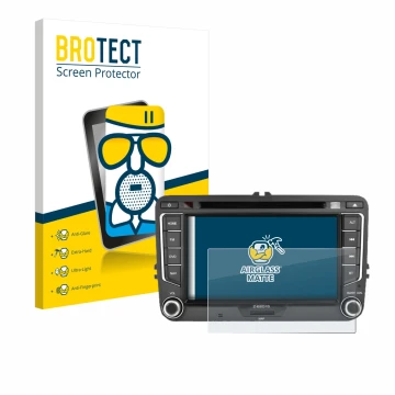 Parte frontal de un envase de producto con el logotipo de la marca BROTECT. Al lado se muestra el dispositivo Zenec E>Go 7