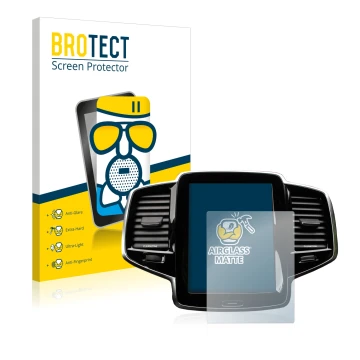 Parte frontal de un envase de producto con el logotipo de la marca BROTECT. Al lado se muestra el dispositivo Volvo XC90 Senus