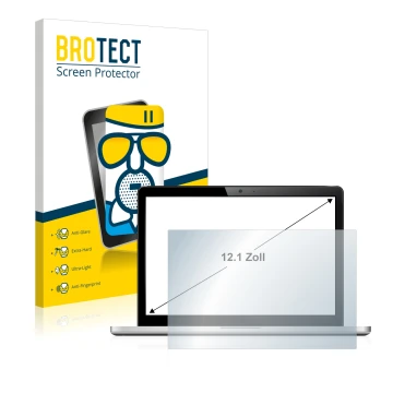 Parte frontal de un envase de producto con el logotipo de la marca BROTECT. Al lado se muestra el dispositivo con su protector