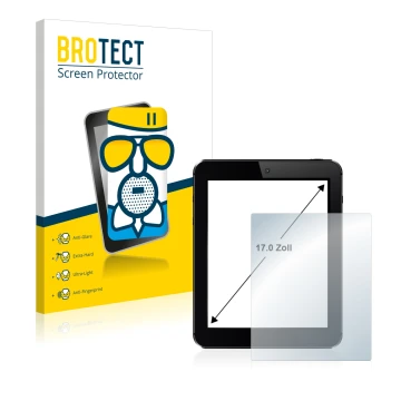 Parte frontal de un envase de producto con el logotipo de la marca BROTECT. Al lado se muestra el dispositivo con su protector