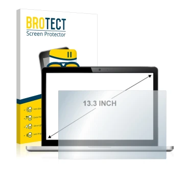 Parte frontal de un envase de producto con el logotipo de la marca BROTECT. Al lado se muestra el dispositivo con su protector