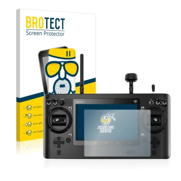 Parte frontal de un envase de producto con el logotipo de la marca BROTECT. Al lado se muestra el dispositivo Yuneec ST16 con 