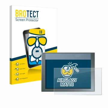 Parte frontal de un envase de producto con el logotipo de la marca BROTECT. Al lado se muestra el dispositivo Siemens Simatic 