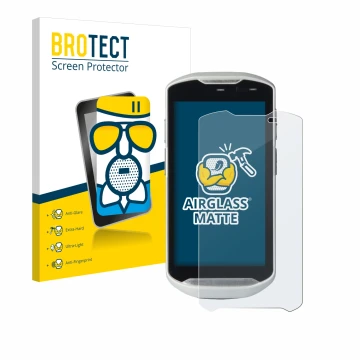 Parte frontal de un envase de producto con el logotipo de la marca BROTECT. Al lado se muestra el dispositivo Zebra TC51 con s