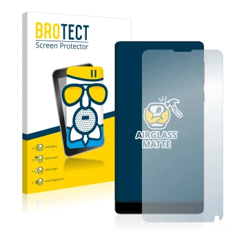 Parte frontal de un envase de producto con el logotipo de la marca BROTECT. Al lado se muestra el dispositivo Xiaomi Mi Mix 2 