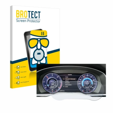 Parte frontal de un envase de producto con el logotipo de la marca BROTECT. Al lado se muestra el dispositivo Volkswagen Tigua