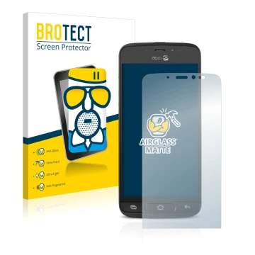 Parte frontal de un envase de producto con el logotipo de la marca BROTECT. Al lado se muestra el dispositivo Doro 8040 con su