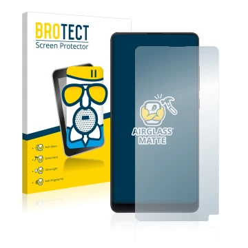 Parte frontal de un envase de producto con el logotipo de la marca BROTECT. Al lado se muestra el dispositivo Xiaomi Mi Mix 2S