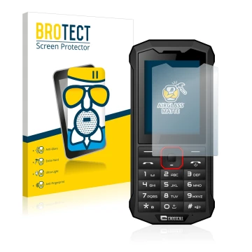 Parte frontal de un envase de producto con el logotipo de la marca BROTECT. Al lado se muestra el dispositivo Crosscall Spider