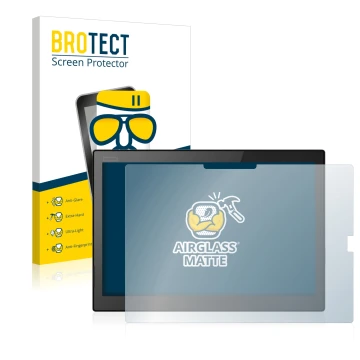 Parte frontal de un envase de producto con el logotipo de la marca BROTECT. Al lado se muestra el dispositivo Lenovo ThinkPad 