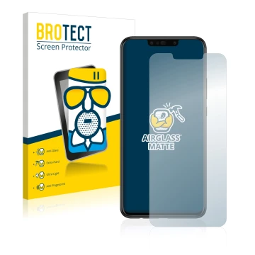 Parte frontal de un envase de producto con el logotipo de la marca BROTECT. Al lado se muestra el dispositivo Huawei P smart P