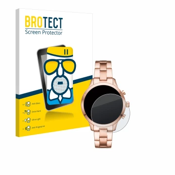 Parte frontal de un envase de producto con el logotipo de la marca BROTECT. Al lado se muestra el dispositivo Michael Kors Acc