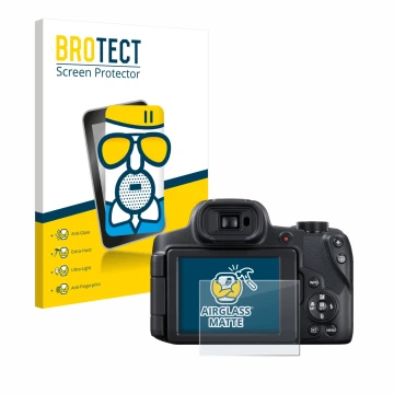 Parte frontal de un envase de producto con el logotipo de la marca BROTECT. Al lado se muestra el dispositivo Canon PowerShot 