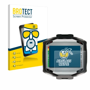 Parte frontal de un envase de producto con el logotipo de la marca BROTECT. Al lado se muestra el dispositivo Mares Quad con s