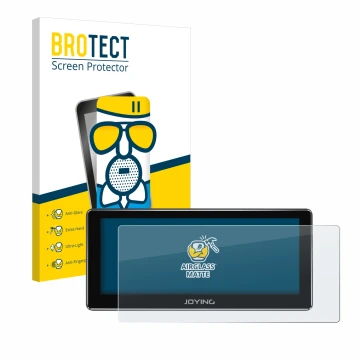 Parte frontal de un envase de producto con el logotipo de la marca BROTECT. Al lado se muestra el dispositivo Joying 4G Car Ra