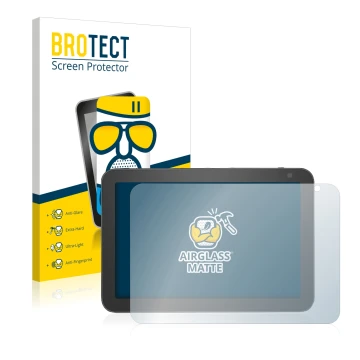 Parte frontal de un envase de producto con el logotipo de la marca BROTECT. Al lado se muestra el dispositivo Amazon Echo Show