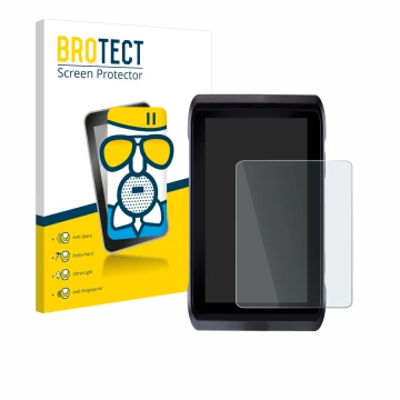 Parte frontal de un envase de producto con el logotipo de la marca BROTECT. Al lado se muestra el dispositivo Atomos Shogun 7 