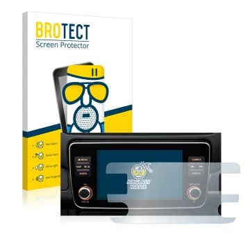 Parte frontal de un envase de producto con el logotipo de la marca BROTECT. Al lado se muestra el dispositivo Nissan Leaf E Pl