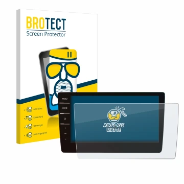 Parte frontal de un envase de producto con el logotipo de la marca BROTECT. Al lado se muestra el dispositivo Volkswagen Passa