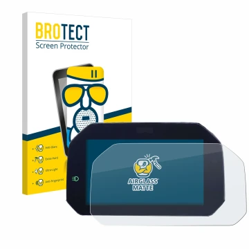 Parte frontal de un envase de producto con el logotipo de la marca BROTECT. Al lado se muestra el dispositivo BMW F850GS 2018-