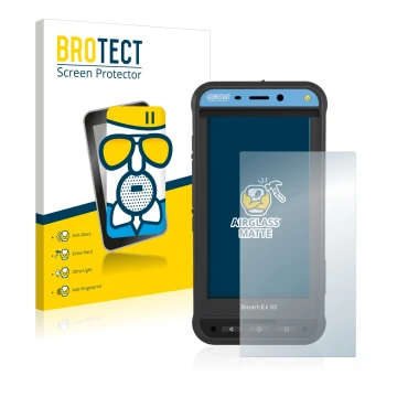 Parte frontal de un envase de producto con el logotipo de la marca BROTECT. Al lado se muestra el dispositivo Ecom Smart-Ex 02