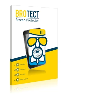 Parte frontal de un envase de producto con el logotipo de la marca BROTECT. Al lado se muestra el dispositivo Huawei P smart 2