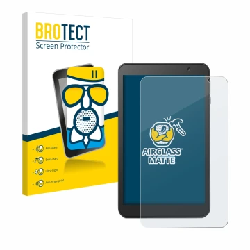 Parte frontal de un envase de producto con el logotipo de la marca BROTECT. Al lado se muestra el dispositivo Vankyo MatrixPad