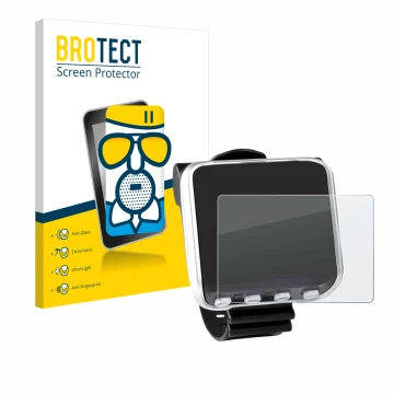 Parte frontal de un envase de producto con el logotipo de la marca BROTECT. Al lado se muestra el dispositivo Mares Genius con