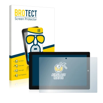 Parte frontal de un envase de producto con el logotipo de la marca BROTECT. Al lado se muestra el dispositivo Chuwi UBook 11.6