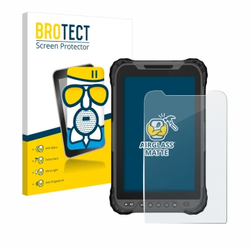 Parte frontal de un envase de producto con el logotipo de la marca BROTECT. Al lado se muestra el dispositivo GeoMax Zenius 80