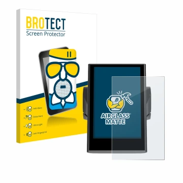 Parte frontal de un envase de producto con el logotipo de la marca BROTECT. Al lado se muestra el dispositivo Bafang DP C18 co