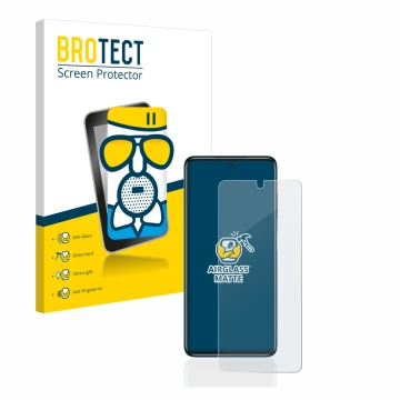 Parte frontal de un envase de producto con el logotipo de la marca BROTECT. Al lado se muestra el dispositivo Xiaomi Poco X3 N