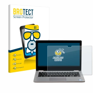 Parte frontal de un envase de producto con el logotipo de la marca BROTECT. Al lado se muestra el dispositivo Dell Latitude 33