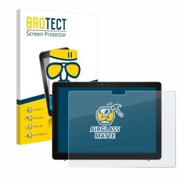 Parte frontal de un envase de producto con el logotipo de la marca BROTECT. Al lado se muestra el dispositivo Dell Latitude 72