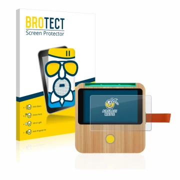 Parte frontal de un envase de producto con el logotipo de la marca BROTECT. Al lado se muestra el dispositivo tigerbox Touch c