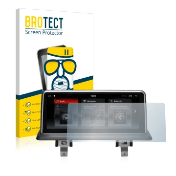 Parte frontal de un envase de producto con el logotipo de la marca BROTECT. Al lado se muestra el dispositivo BMW 1 E88 2004-2