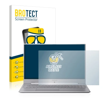 Parte frontal de un envase de producto con el logotipo de la marca BROTECT. Al lado se muestra el dispositivo MEDION Akoya S17