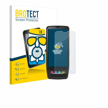 Parte frontal de un envase de producto con el logotipo de la marca BROTECT. Al lado se muestra el dispositivo Casio IT-G650 co