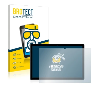 Parte frontal de un envase de producto con el logotipo de la marca BROTECT. Al lado se muestra el dispositivo Teclast P20HD co