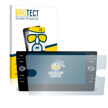 Parte frontal de un envase de producto con el logotipo de la marca BROTECT. Al lado se muestra el dispositivo Volkswagen Passa